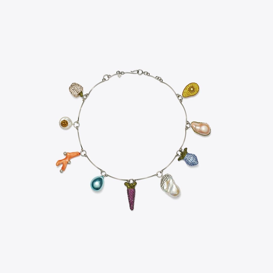 Tory Burch Curiosity Vegetable Necklace Tory Silver / Multi