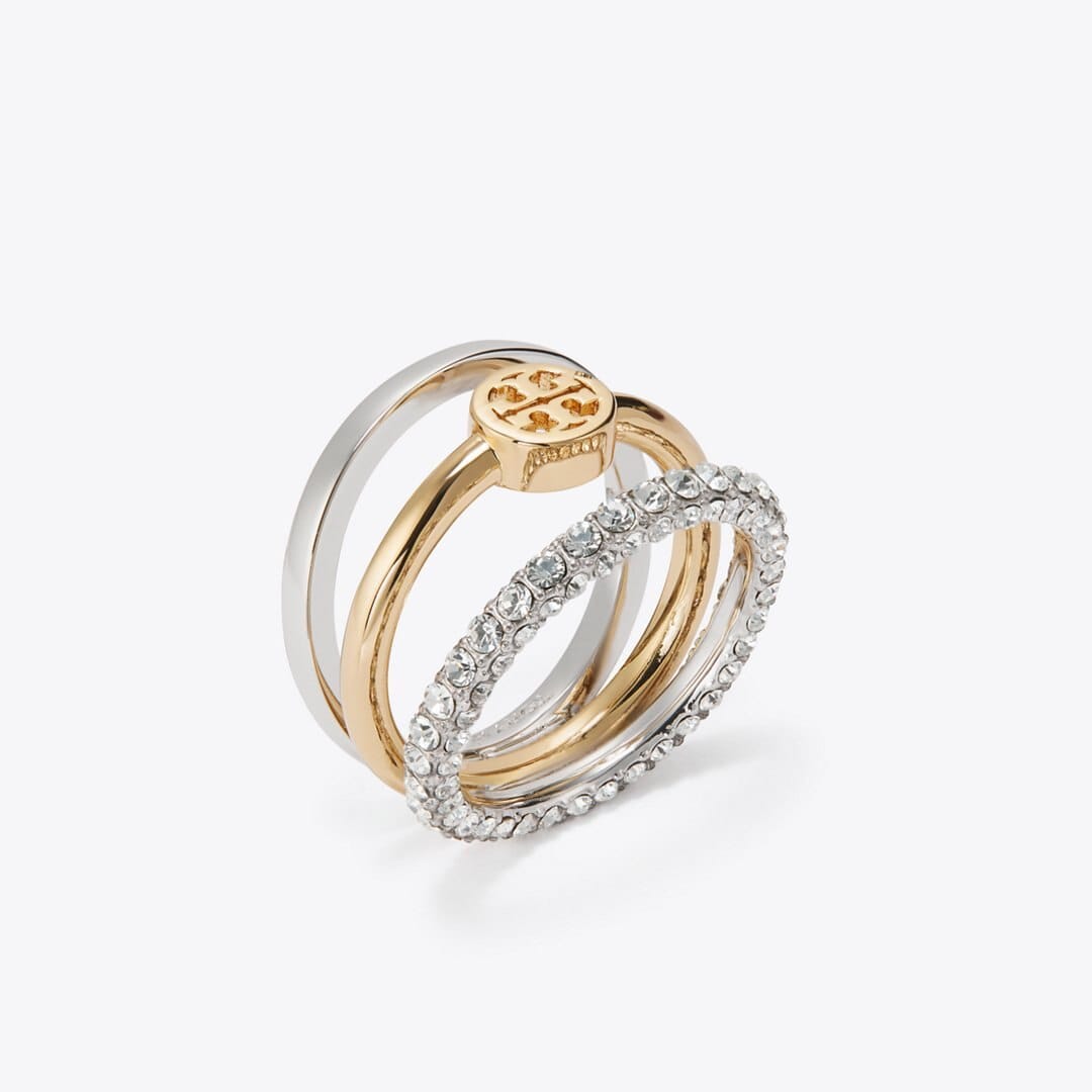 Tory Burch Icon Pav Stacking Ring Tory Gold / Tory Silver / Crystal