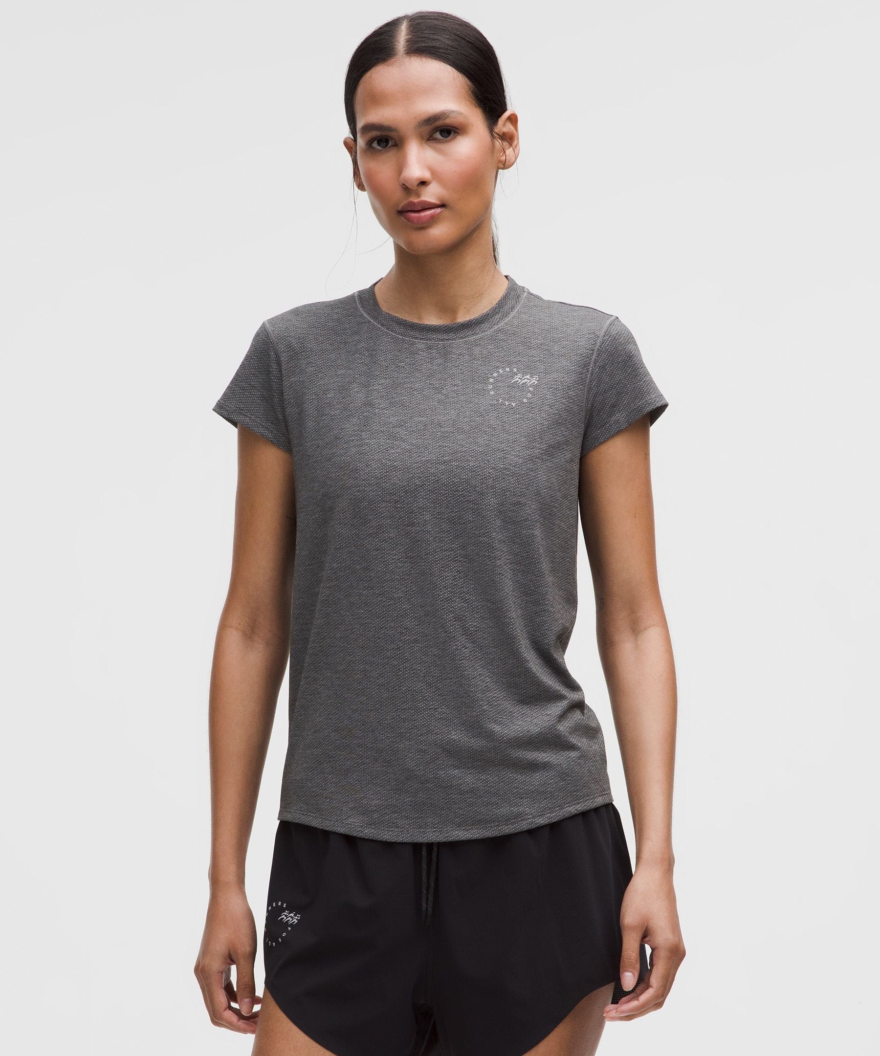 Lululemon Women's Mile Maker Run Crew Graphic Mesh Short - Sleeve Shirt