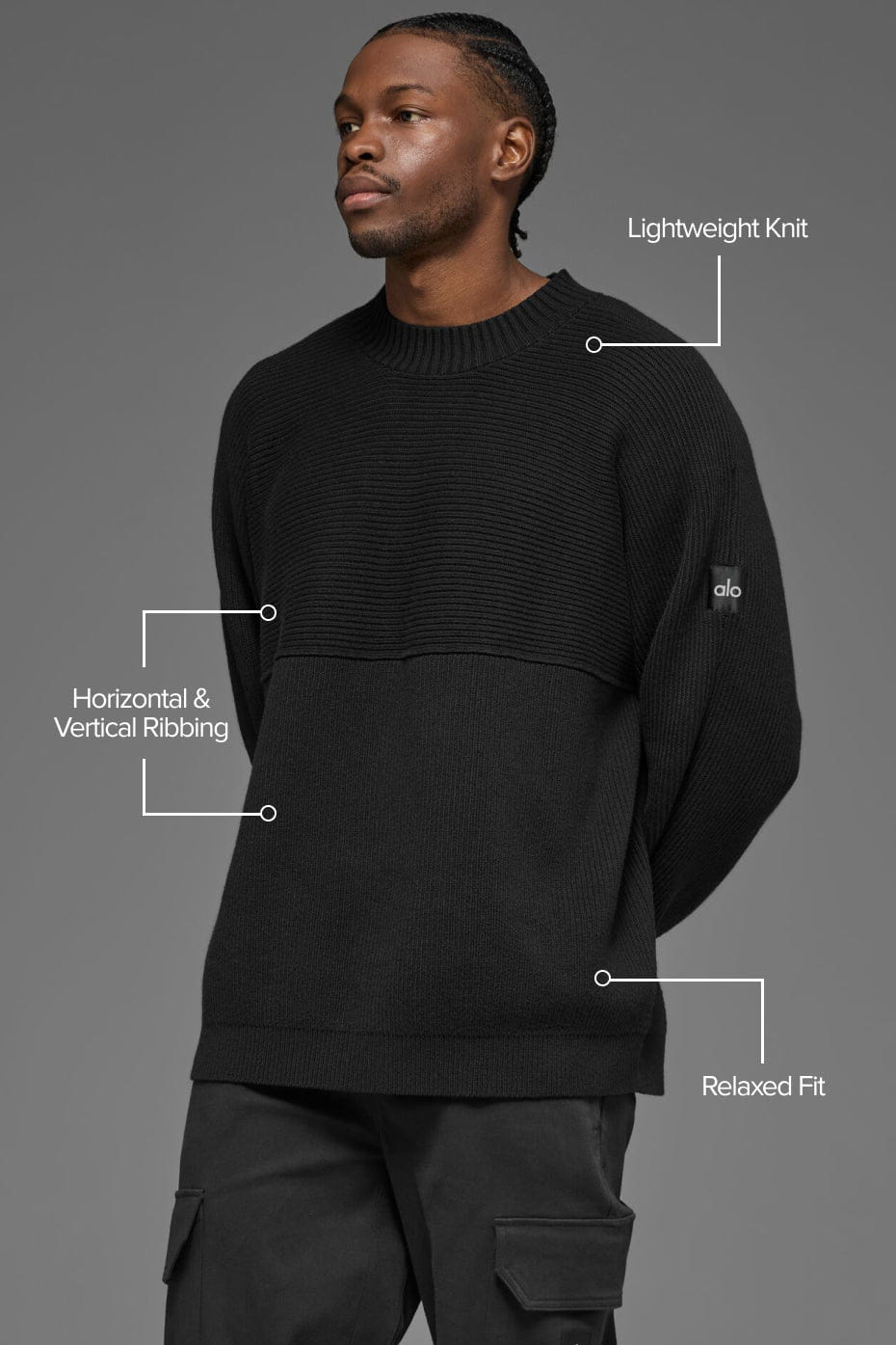 ALO Yoga Domain Shift Rib Knit Sweater Crew