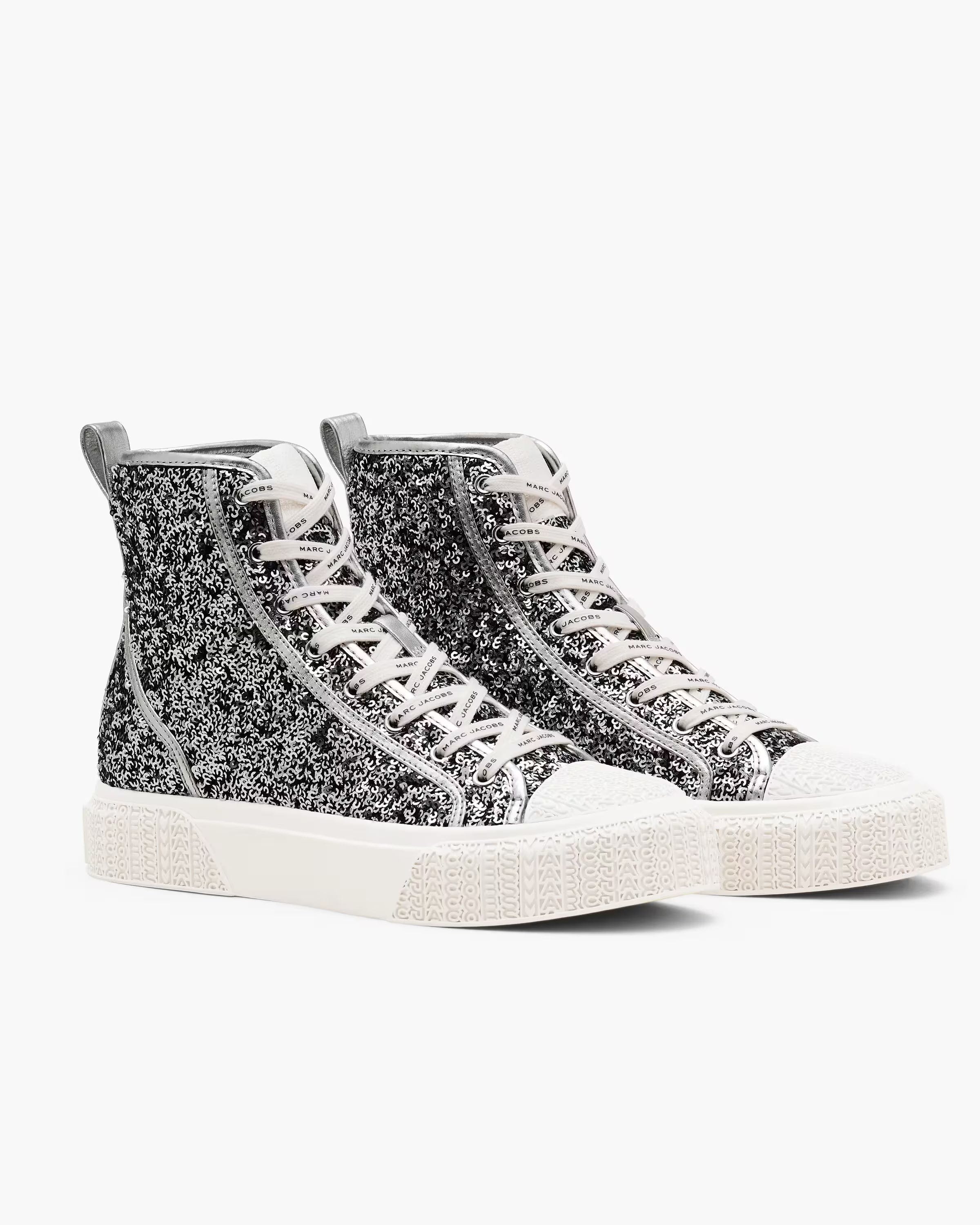 Marc Jacobs The Sequin High Top Sneaker Silver
