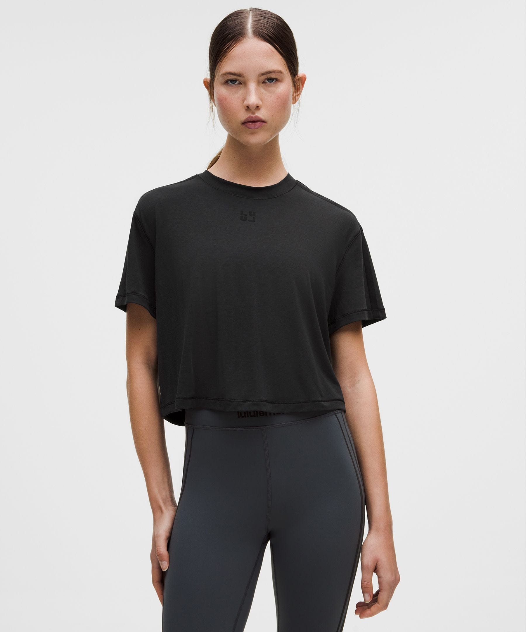 Lululemon Women's Jersey Training Cropped Short - Sleeve Shirt *Flocked