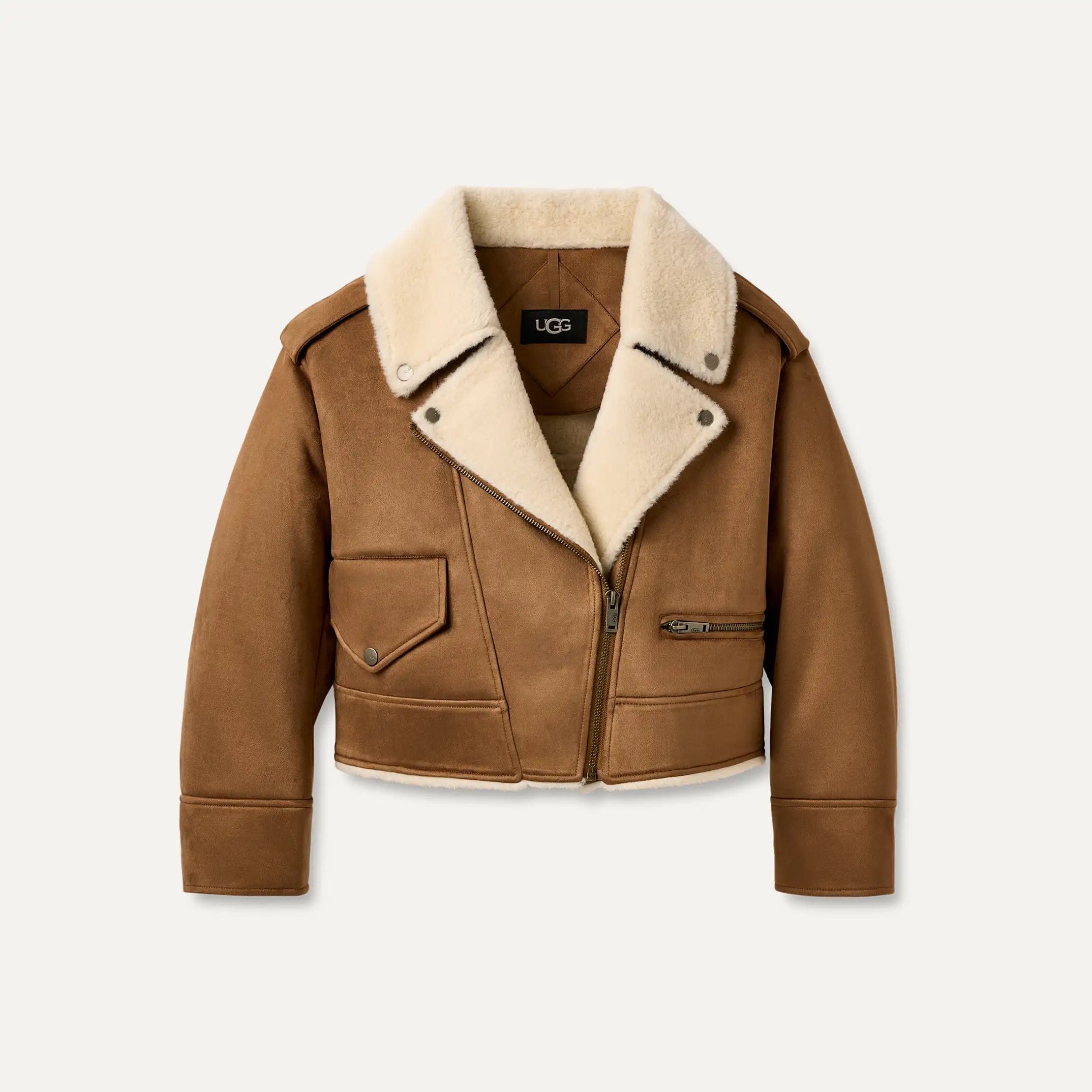 Ugg Finnian Luxefluff Moto Jacket Chestnut