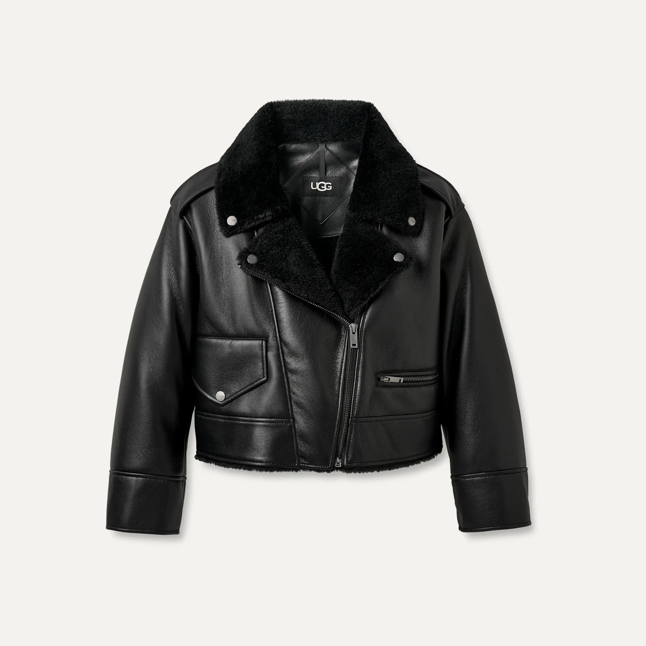 Ugg Finnian Luxefluff Moto Jacket Black