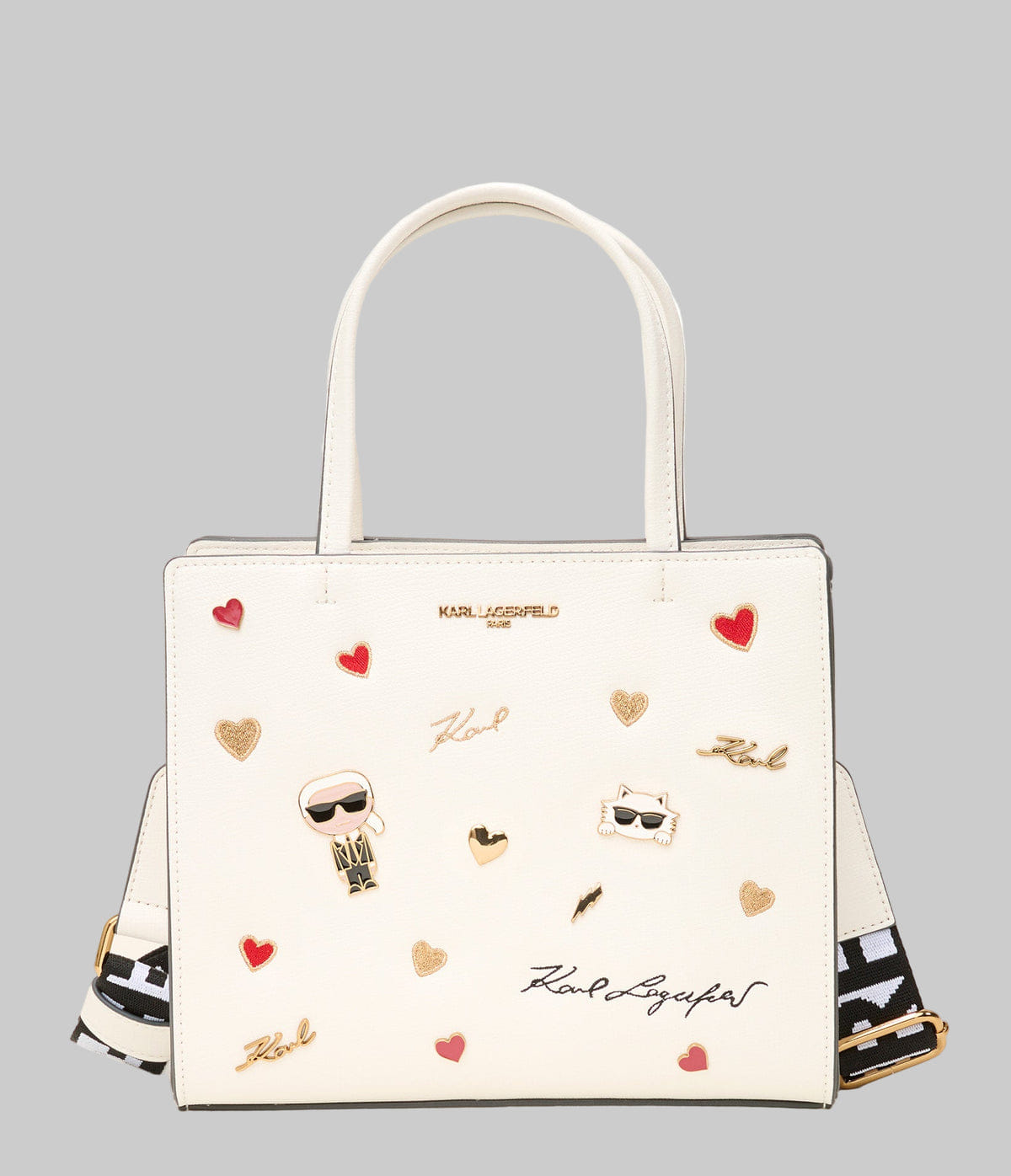 KarlLagerfeld Maybelle duo top handle satchel multi/white