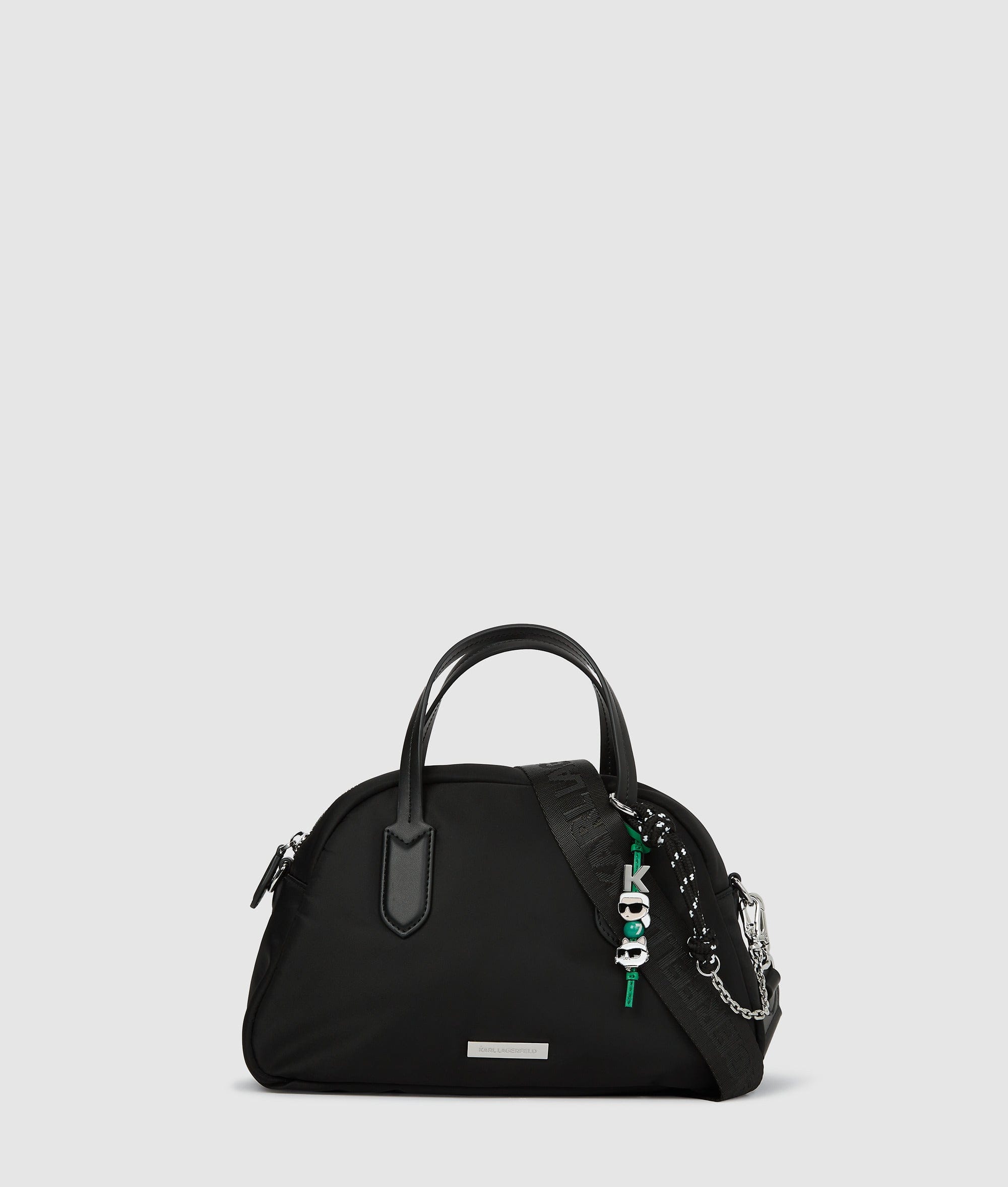 KarlLagerfeld Ikon Nylon Bowling Bag Black