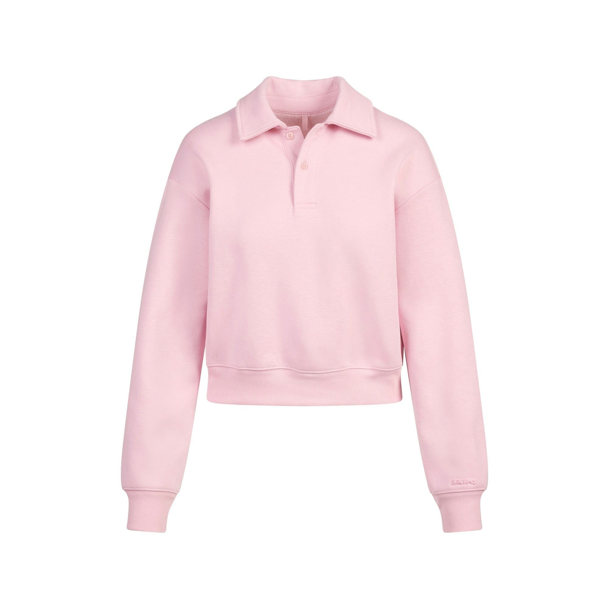 Skims Cotton Fleece Polo Sweatshirt Halite