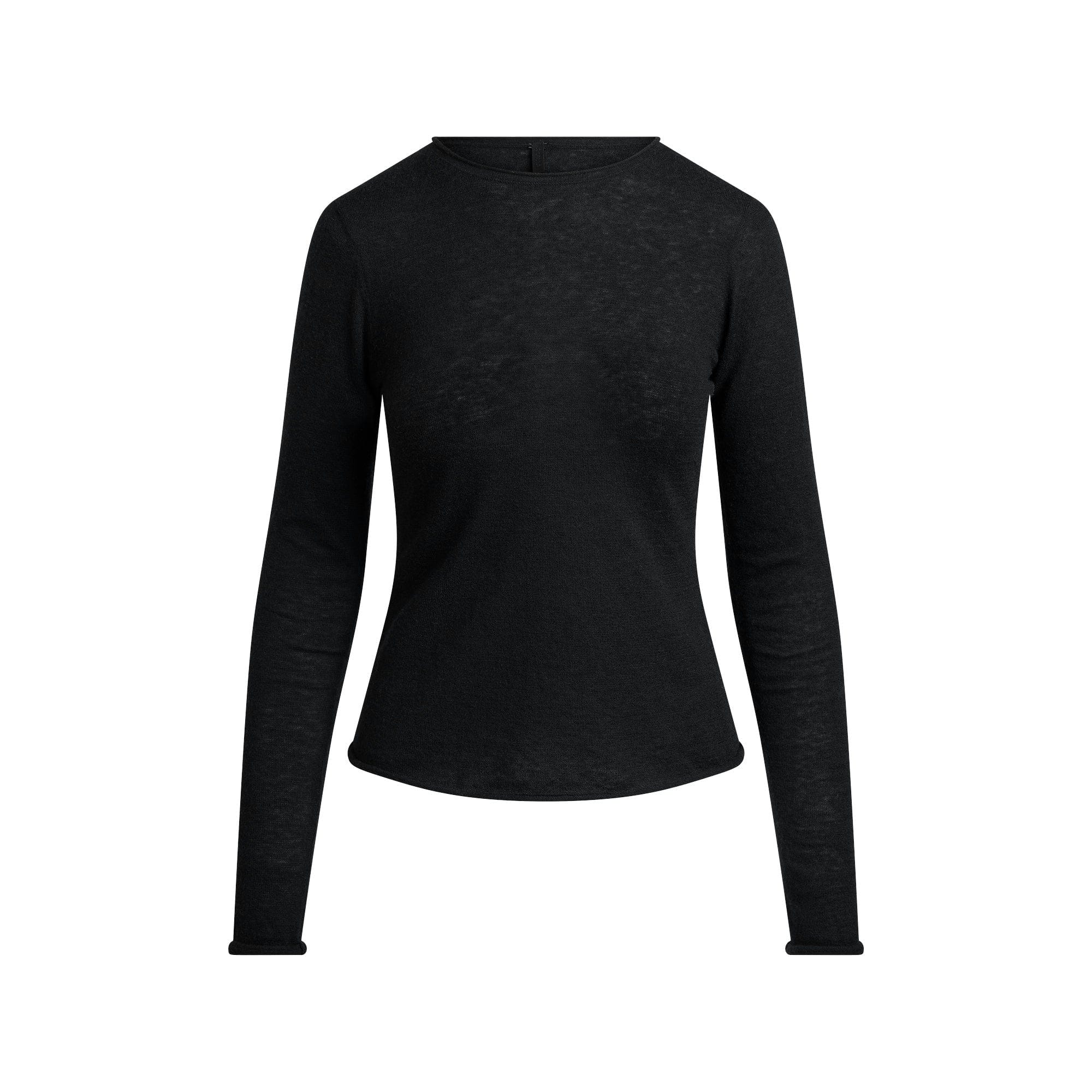 Skims Featherweight Cashmere Long Sleeve Top Onyx