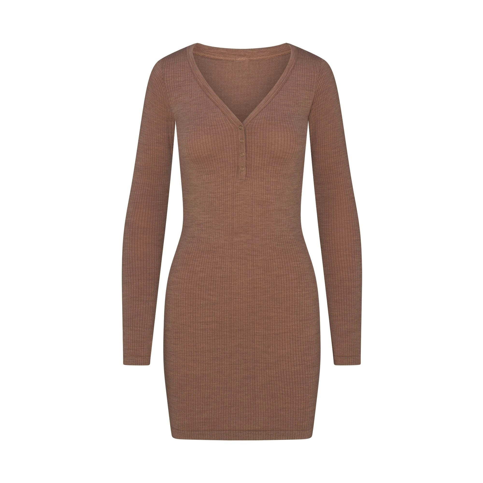 Skims Wool Rib Henley Dress Sienna