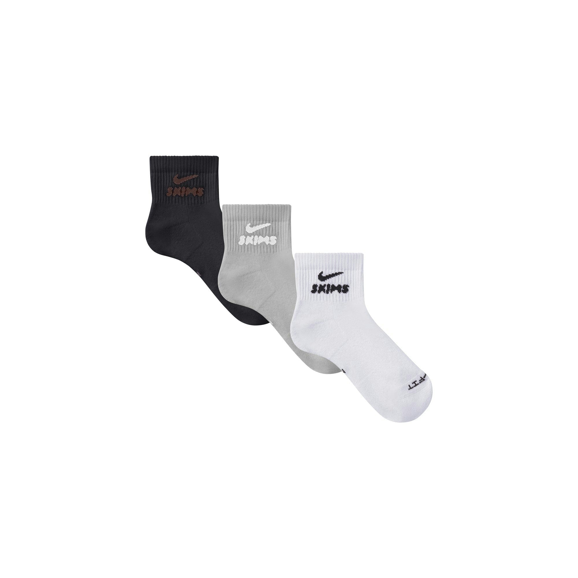 Skims Nikeskims Accessories Dri - Fit Quarter Crew Sock 3 - Pack Heather Grey Multi