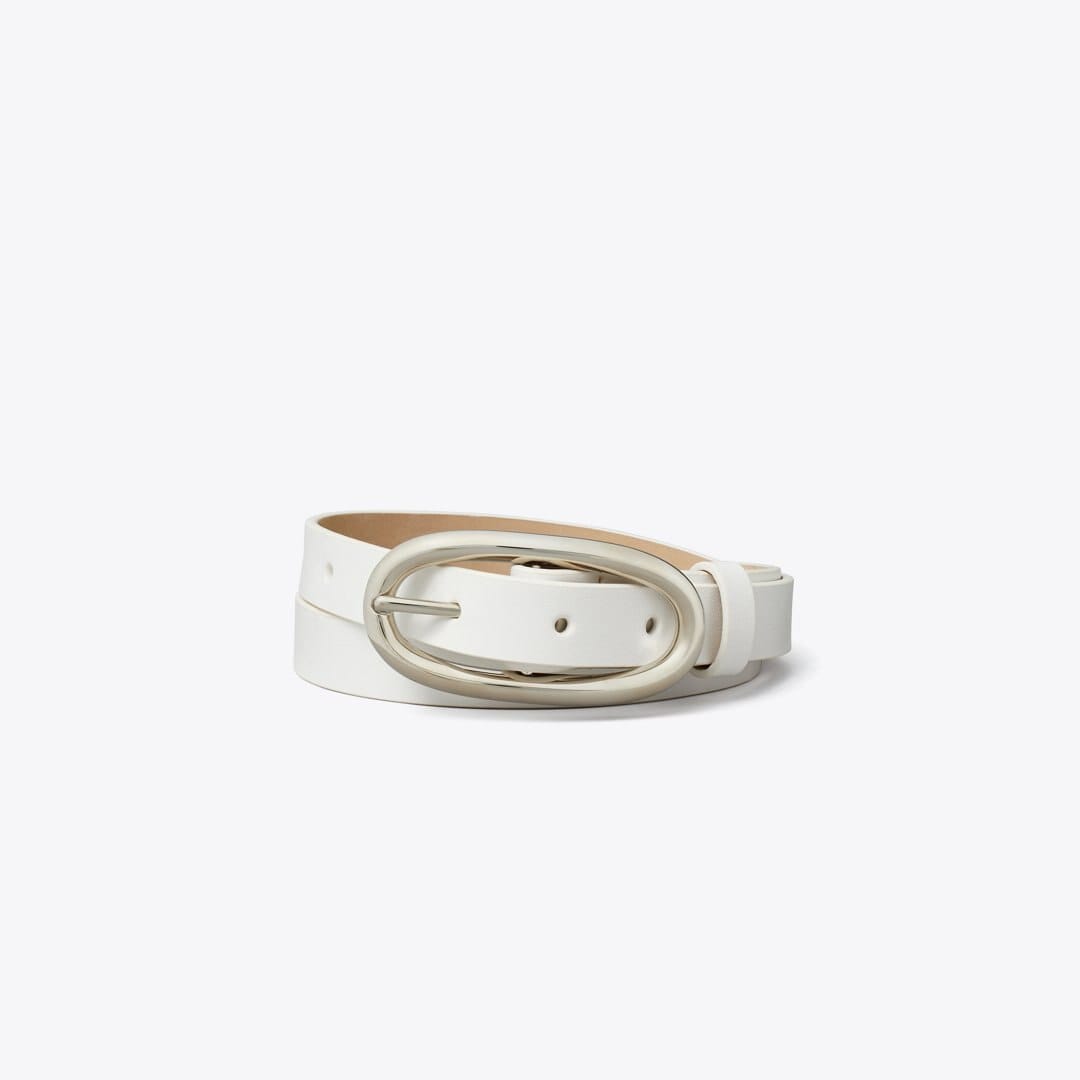 Tory Burch Pierced Large Buckle Belt Bianco