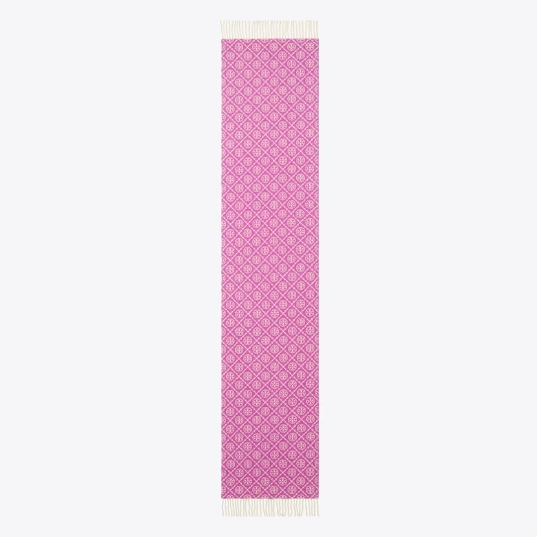 Tory Burch T Monogram Oblong Scarf Magenta