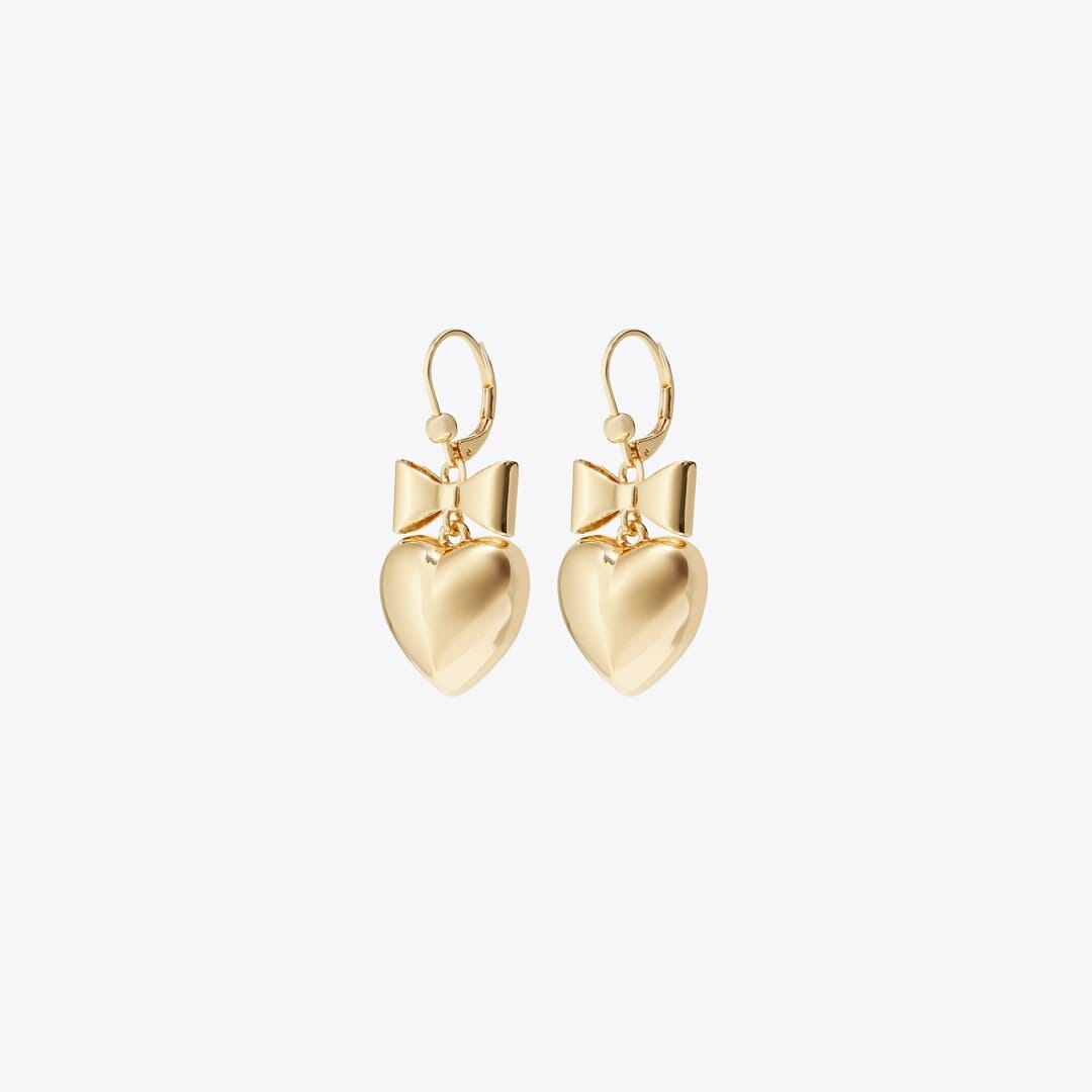 Tory Burch Curiosity Heart and Bow Earrings Tory Gold