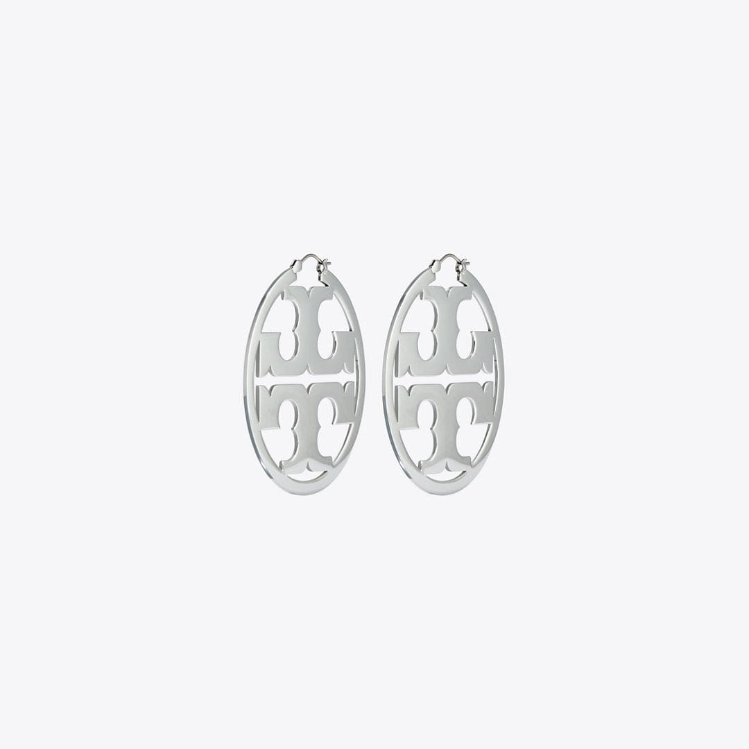 Tory Burch Icon Hoop Earrings Tory Silver