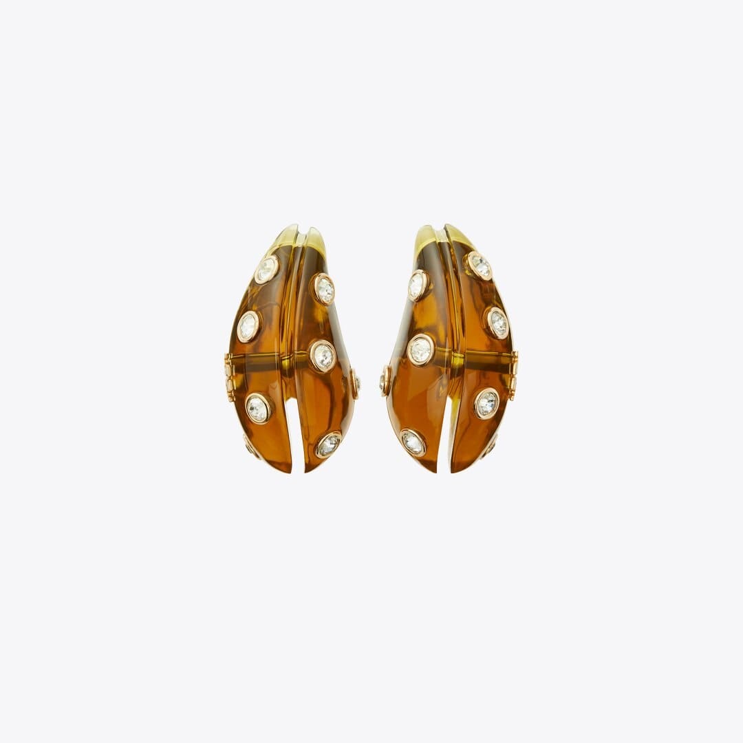 Tory Burch Pierced Earrings Brown / Crystal