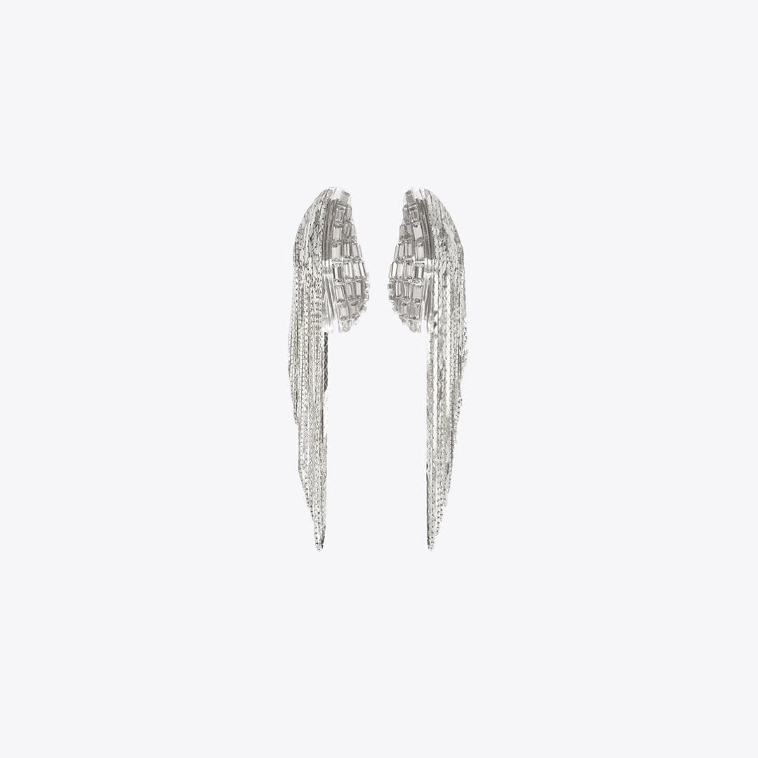 Tory Burch Runway Chain Earrings Light Silver / Crystal