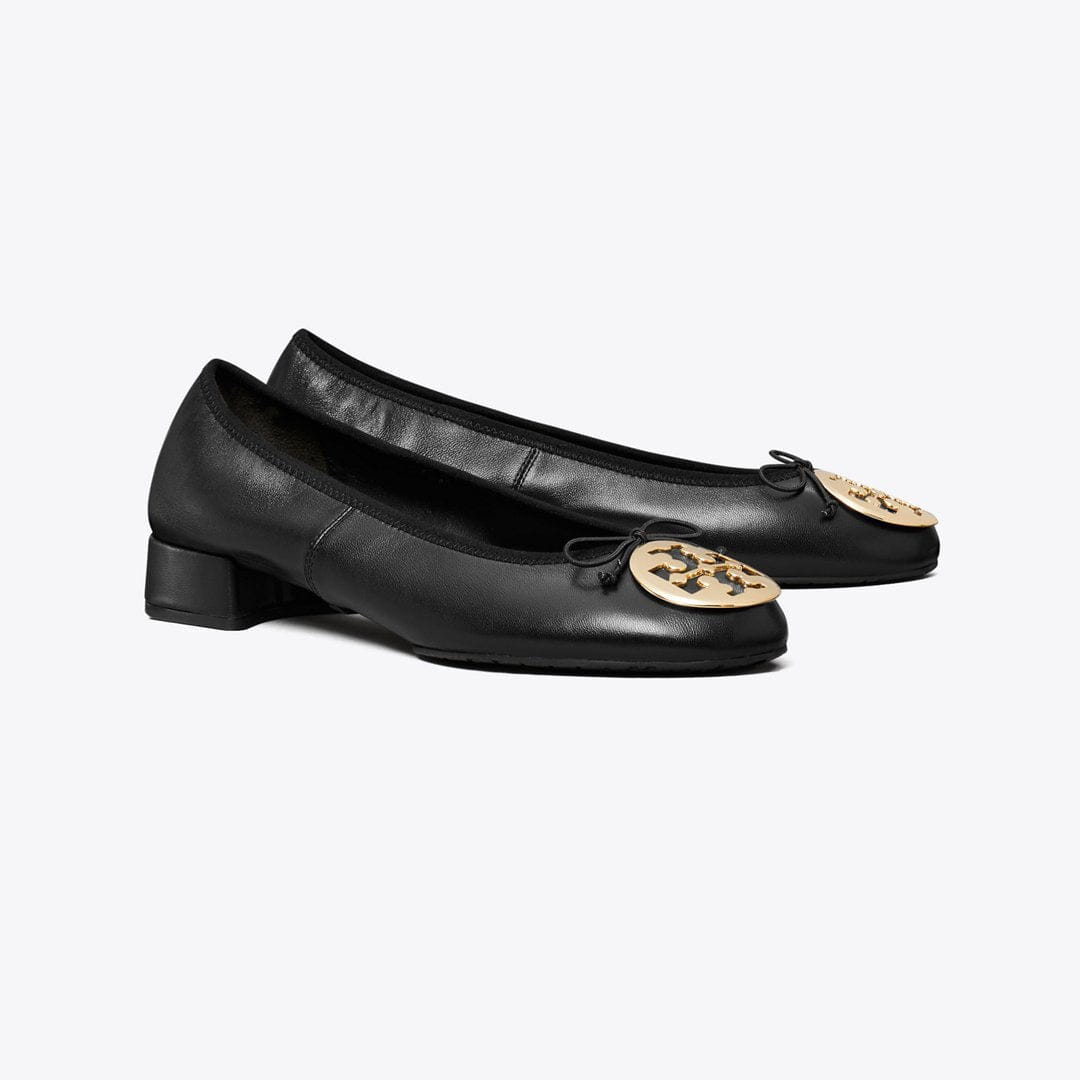 Tory Burch Reva Heeled Ballet PERFECT BLACK / GOLD