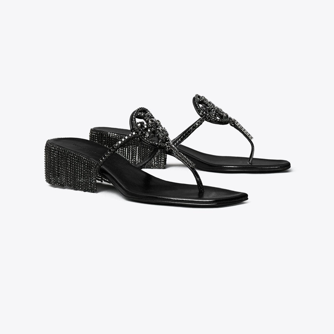 Tory Burch Miller Crystal Kitten Heel PERFECT BLACK / JET