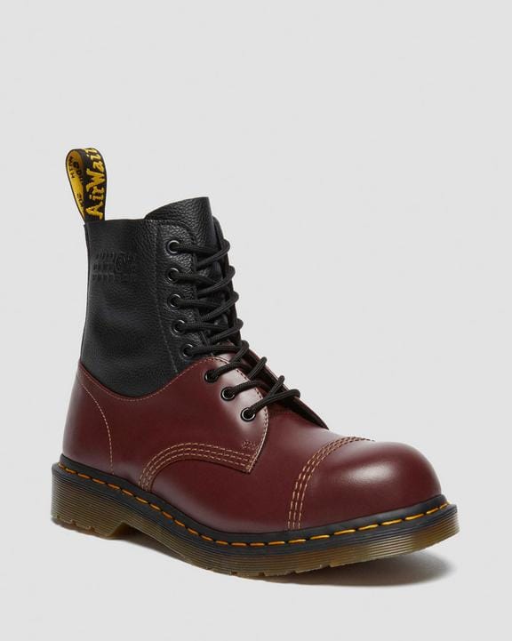 Dr Martens 1460 / 1461 Mm6 Steel Toe Leather Boots - Black+Oxblood