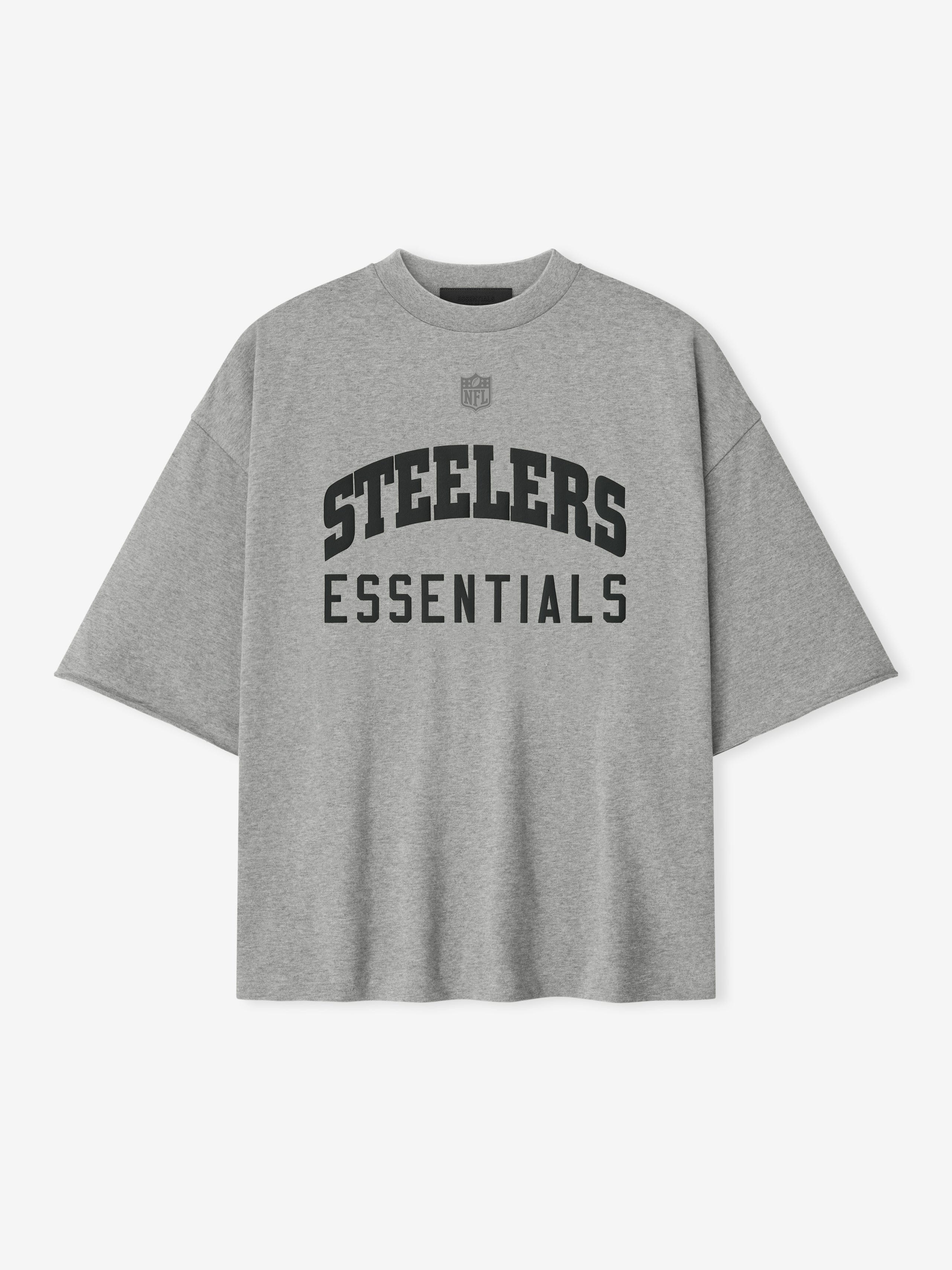 Essentials Steelers 90S 3/4 Sleeve Football T-Shirt Concrete Heather