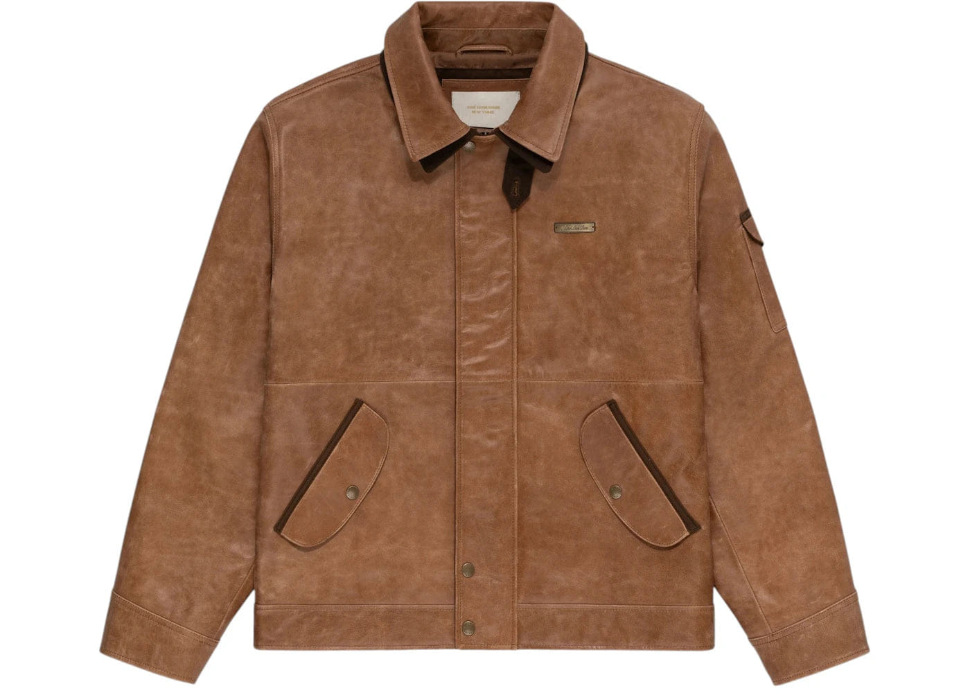 AIME Leon Dore Leather Aviator Jacket Brown