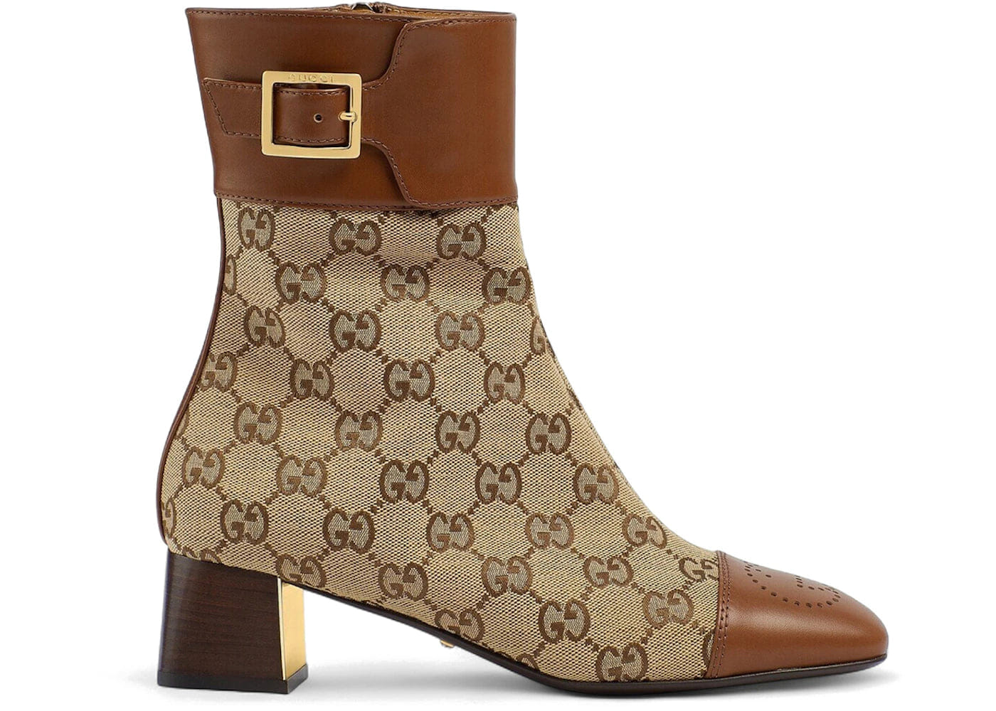 Gucci Gg Monogram Ankle Boots Brown Beige Womens