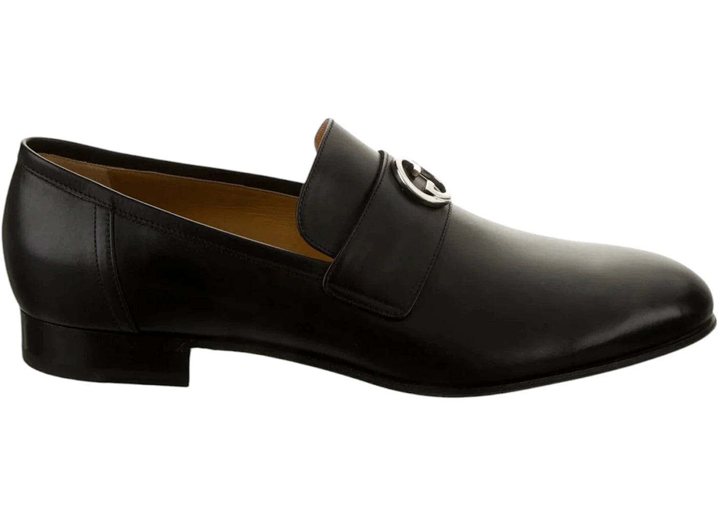 Gucci Interlocking G Leather Loafer Black Silver