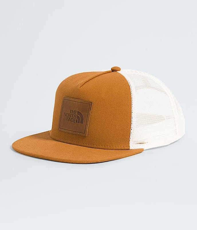 The North Face Half Dome Trucker Hat TNF Black/Leather Patch Timber Tan/Leather Patch Denim/Leather Patch Dune Beige/Leather Patch