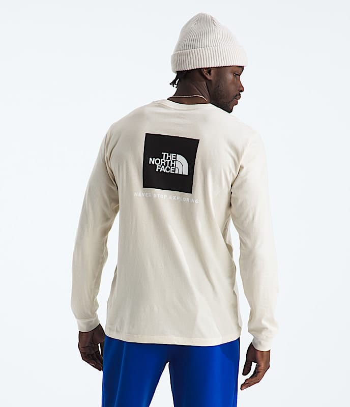 The North Face Men Evolution Box NSE Regular Long - Sleeve T-Shirt White Dune TNF Mid Grey Heather Sumac Summit Navy Woodland Green