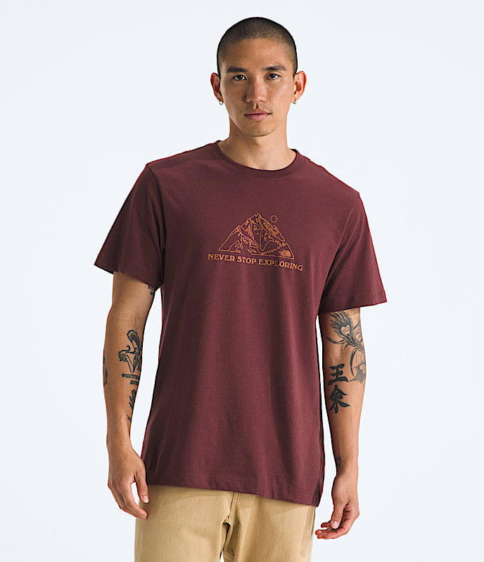 The North Face Men Evolution Mtn Base Short - Sleeve TeeGraphic Sumac White Dune Smokey Brown