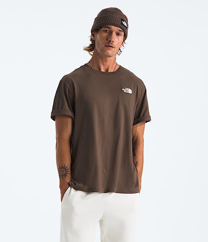 The North Face Men Short - Sleeve Evolution Box Fit T-Shirt TNF Mid Grey Heather Smokey Brown