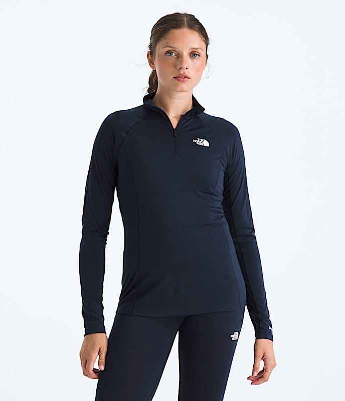 The North Face TNF x Smartwool Women Merino Blend 150 Long - Sleeve Zip Black Deep Navy