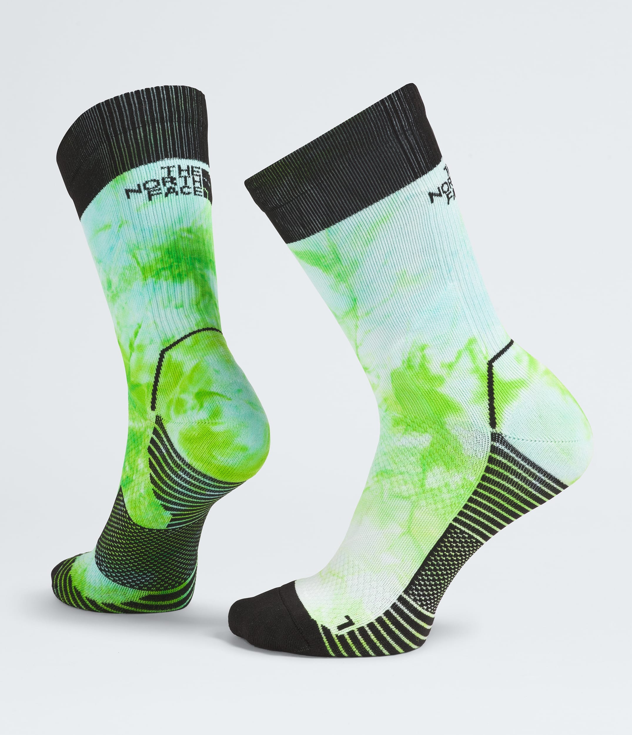 The North Face Trail Run Crew SocksPrint Meta Lime Tie Dye/TNF Black