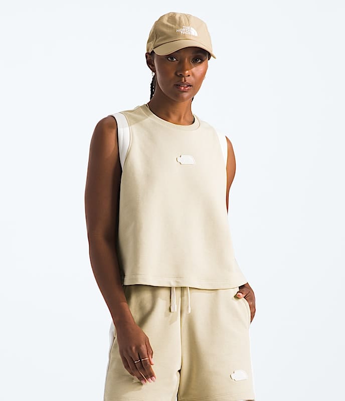 The North Face Women Terry Relaxed Cropped Tank Gravel