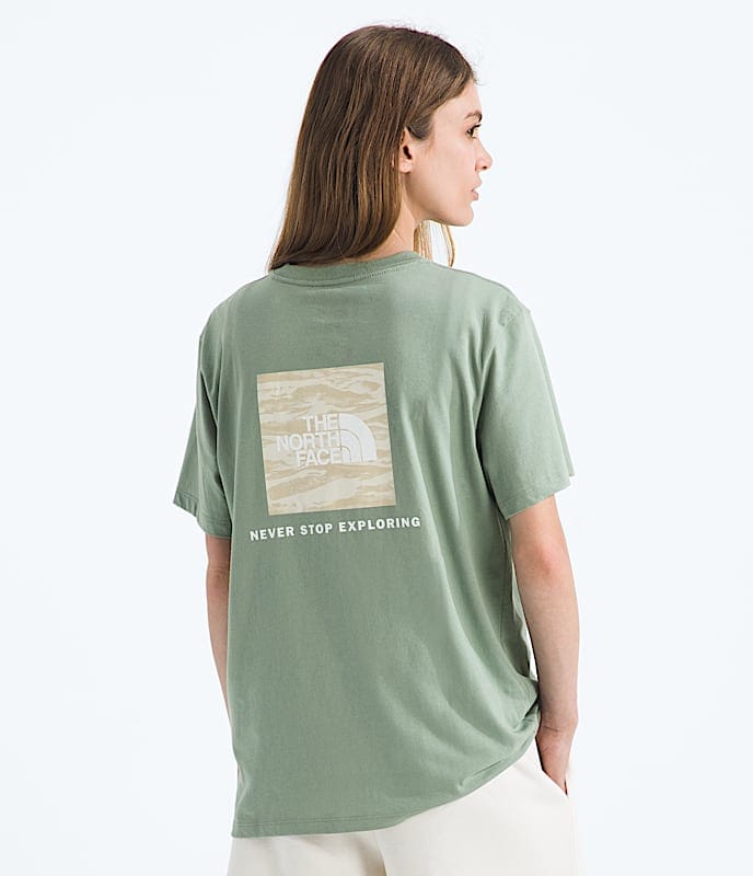 The North Face Women Evolution Edge Of Light Box NSE Short - Sleeve TeeGraphic Mars Dust Slate Moss Blue Eclipse