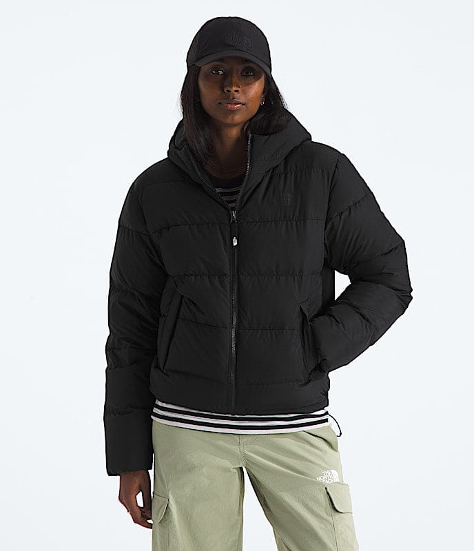 The North Face Women Frost Fall Hooded Jacket Mushroom Grey/White Dune