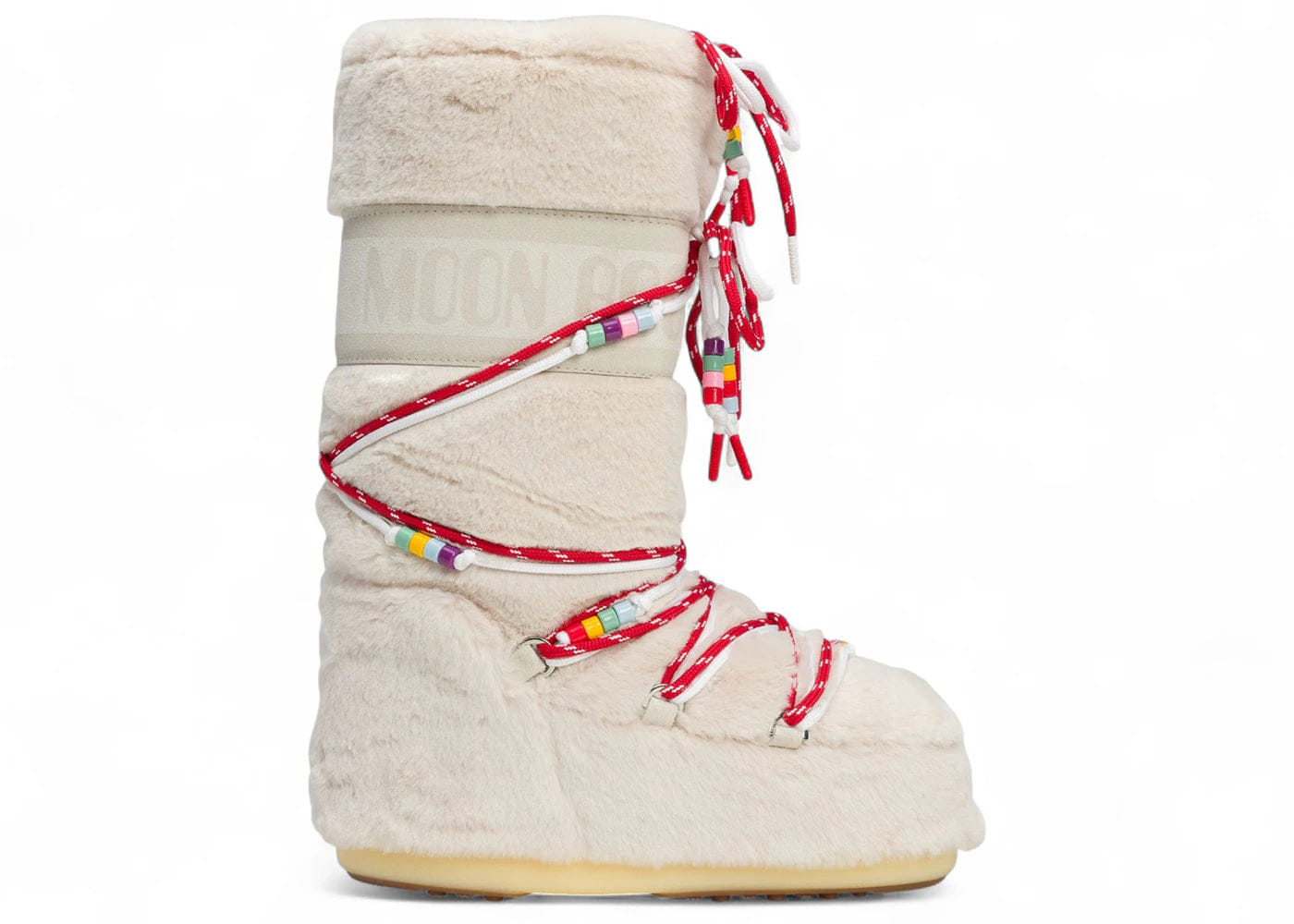 Moon Boot Icon Faux-Fur White Beads Womens