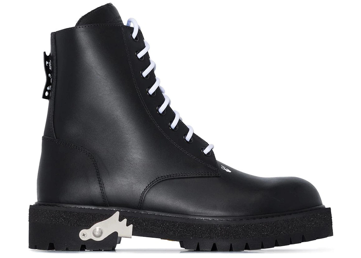 Off-White Lace Up Combat Boots Black Leather