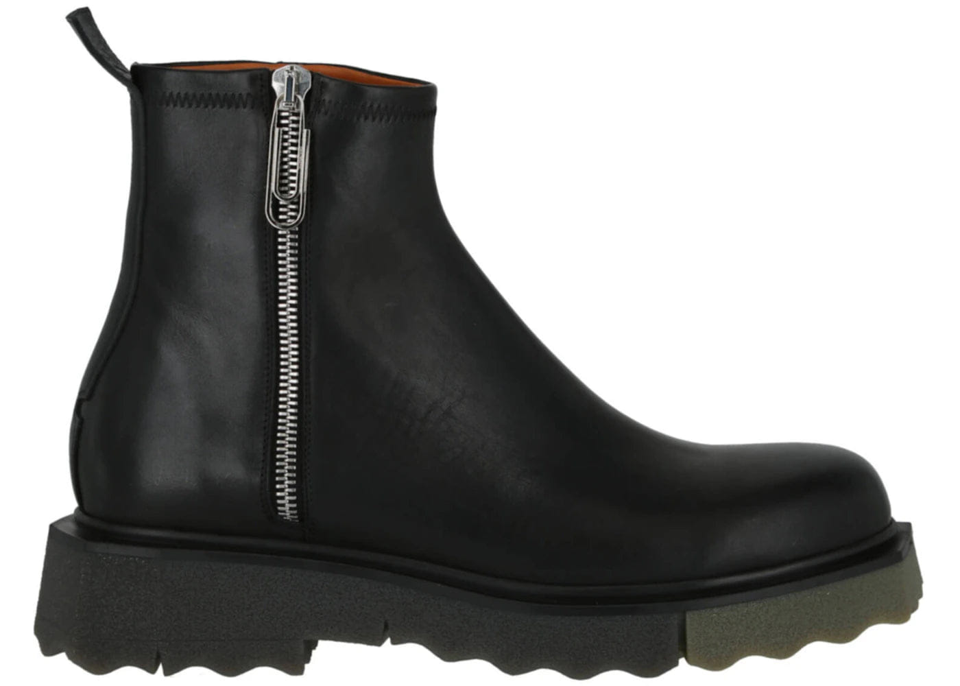 Off-White Sponge Sole Leather Zip Boot Black