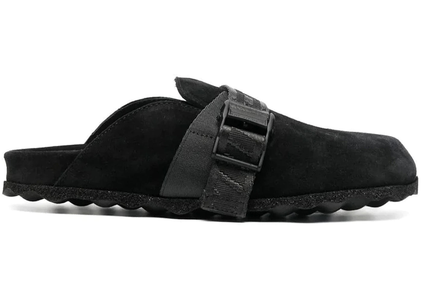 Off-White Suede Industrial Belt Sabot Black Womens