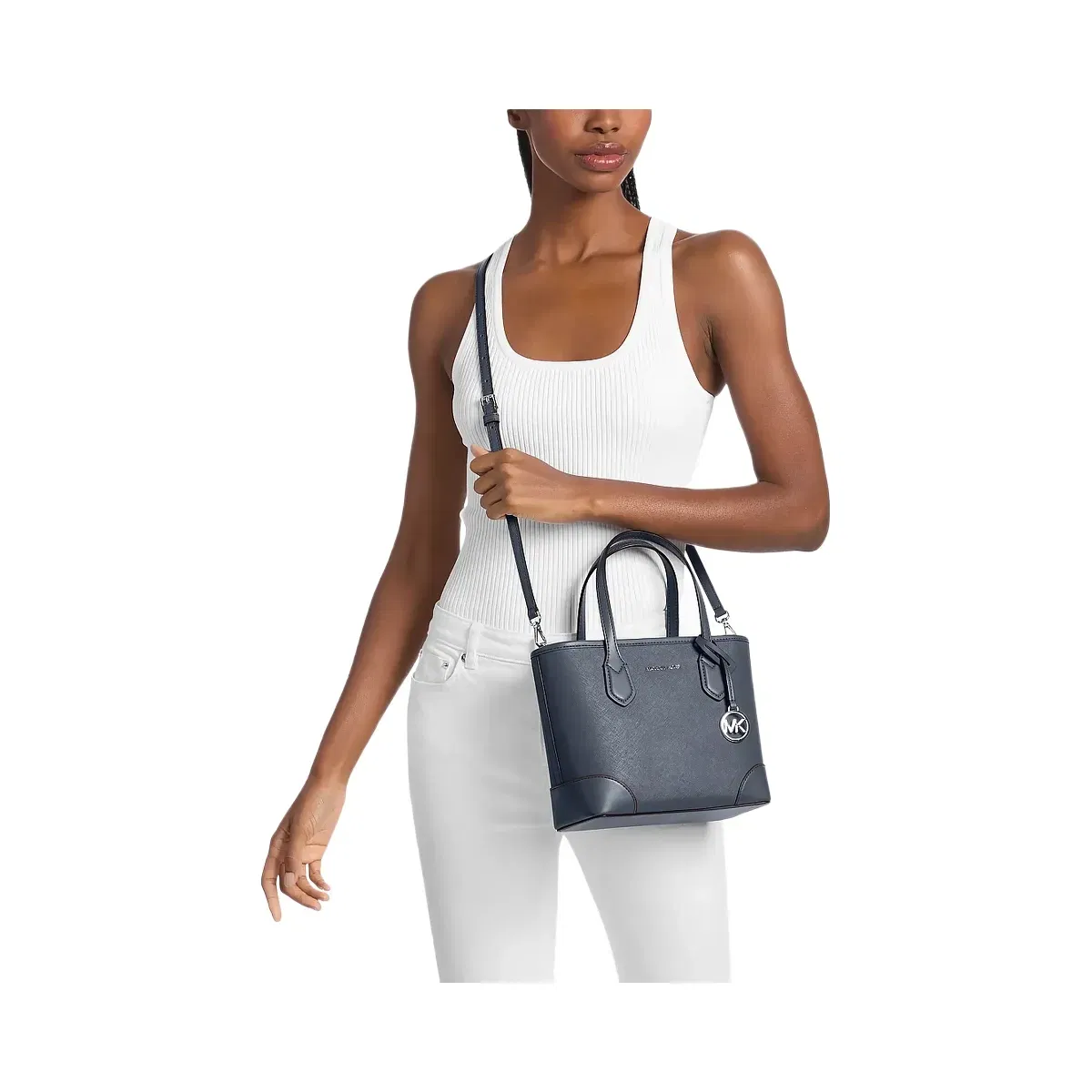 Michael Kors Eva Extra - Small Saffiano Leather Convertible Tote Bag Navy