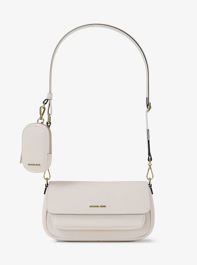 Michael Kors Jet Set Travel Small Pebbled Leather Crossbody Bag With Pouch Lt Cream