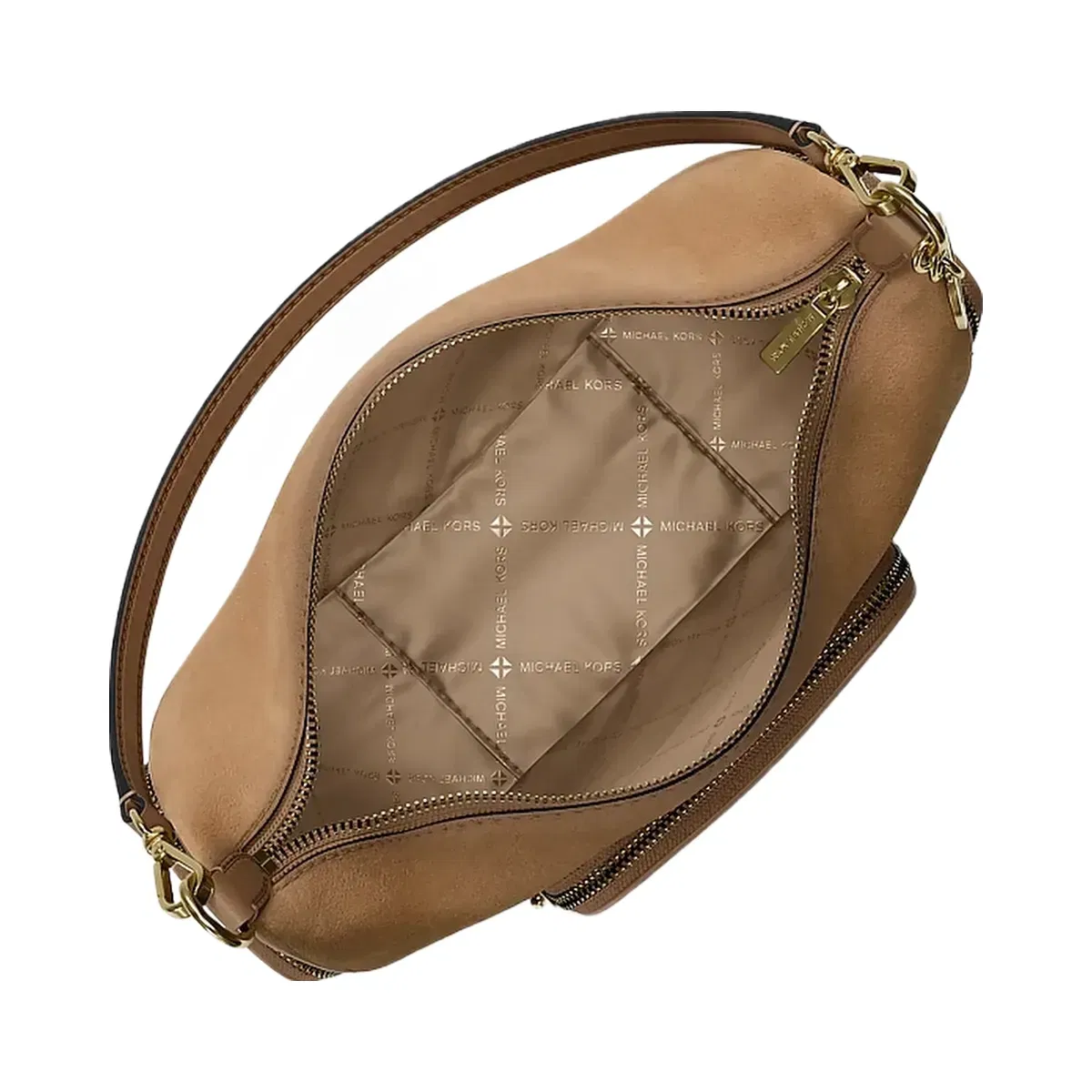 Michael Kors Merritt Medium Suede Convertible Shoulder Bag Camel