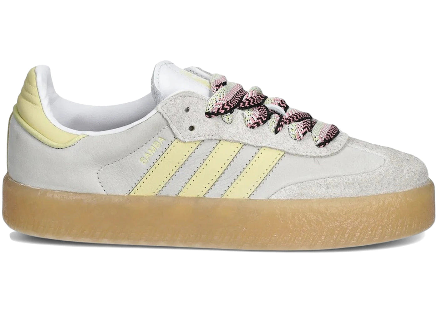 Adidas Sambae White Grey Powder Yellow Womens