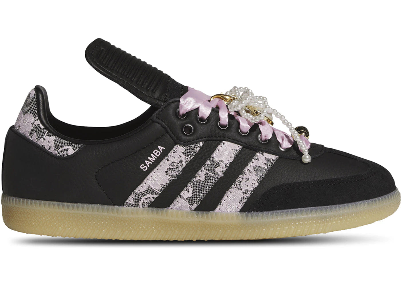 Adidas Samba Lt Black Pink Floral Pearls Womens