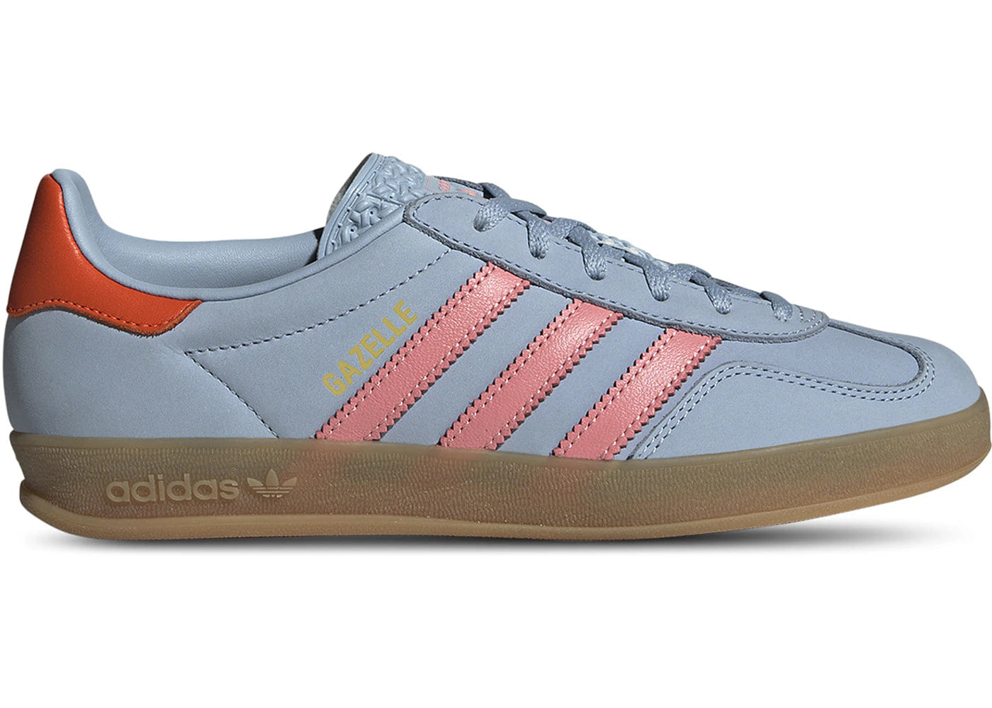 Adidas Gazelle Indoor Wonder Blue Solar Orange Gum Womens