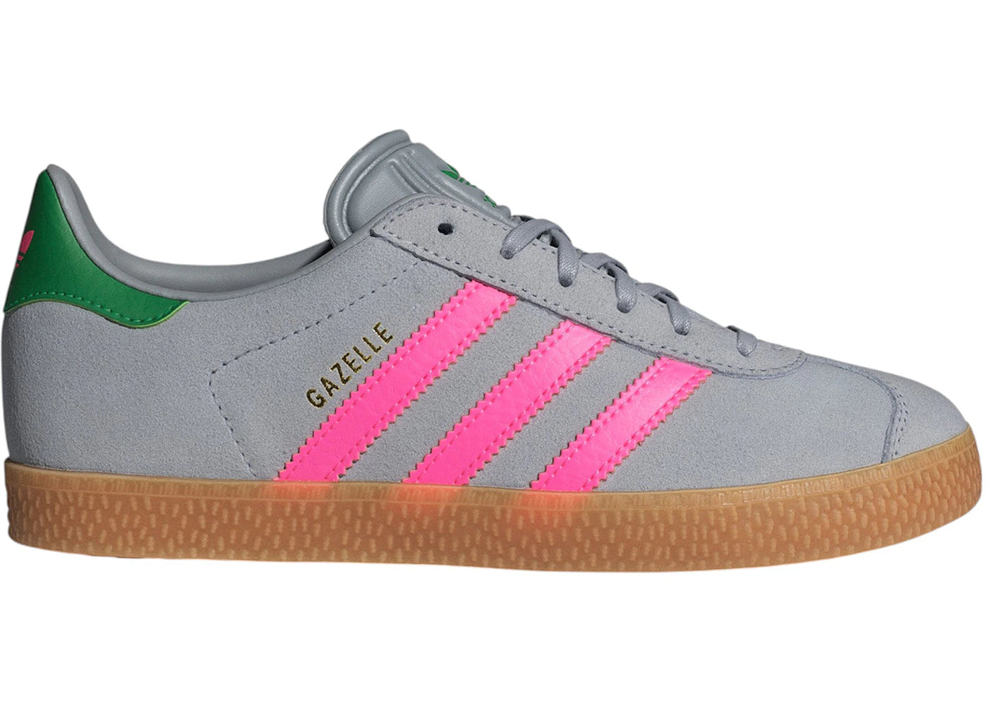 Adidas Gazelle Halo Silver Lucid Pink Green Gs