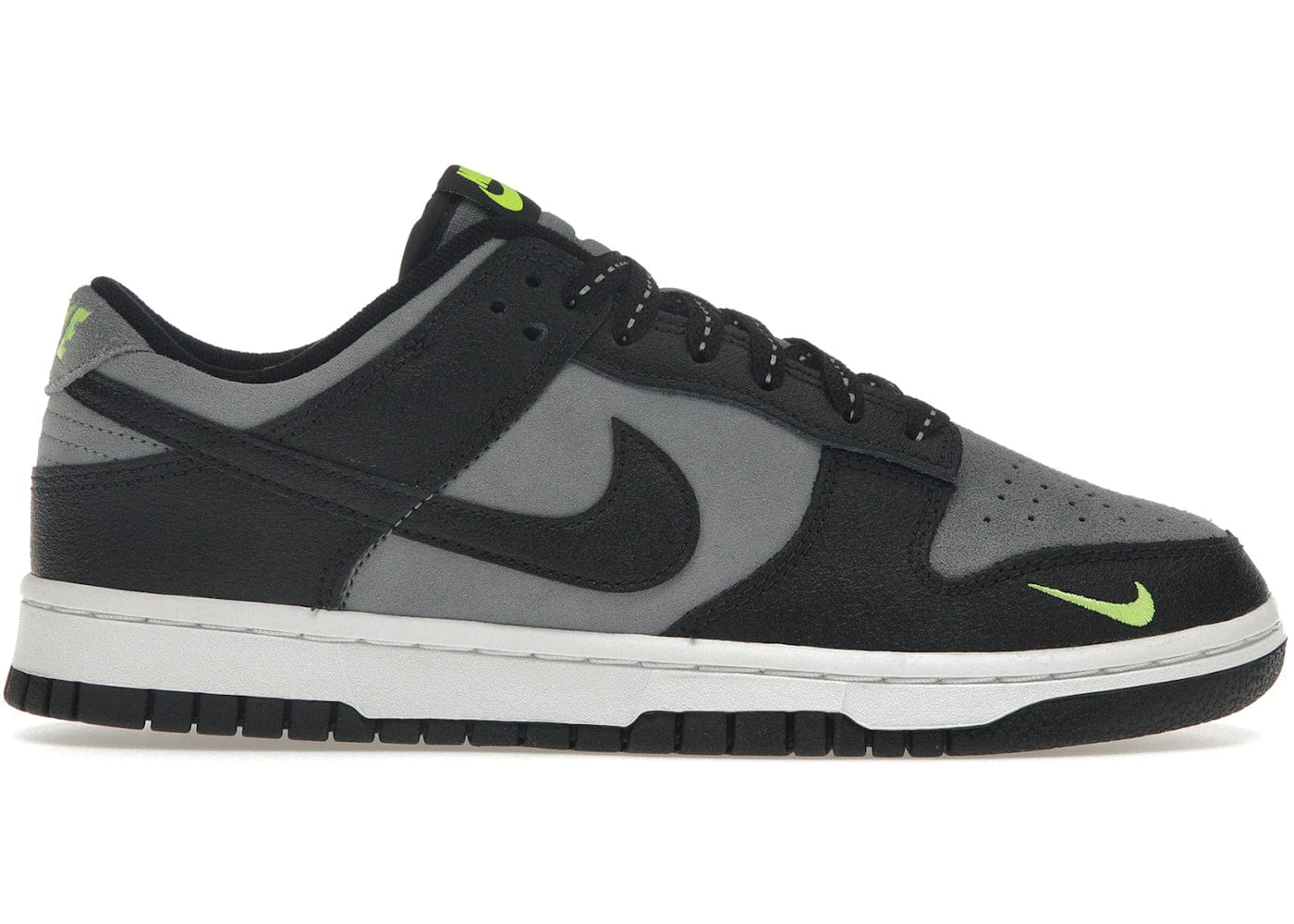 Nike Dunk Low Black Cool Grey Volt Mini Swoosh