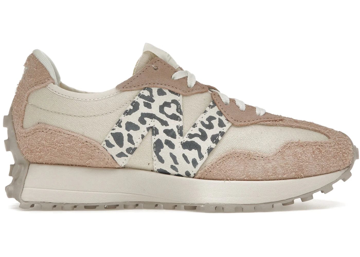 New Balance 327 Flat Taupe Linen Leopard Womens