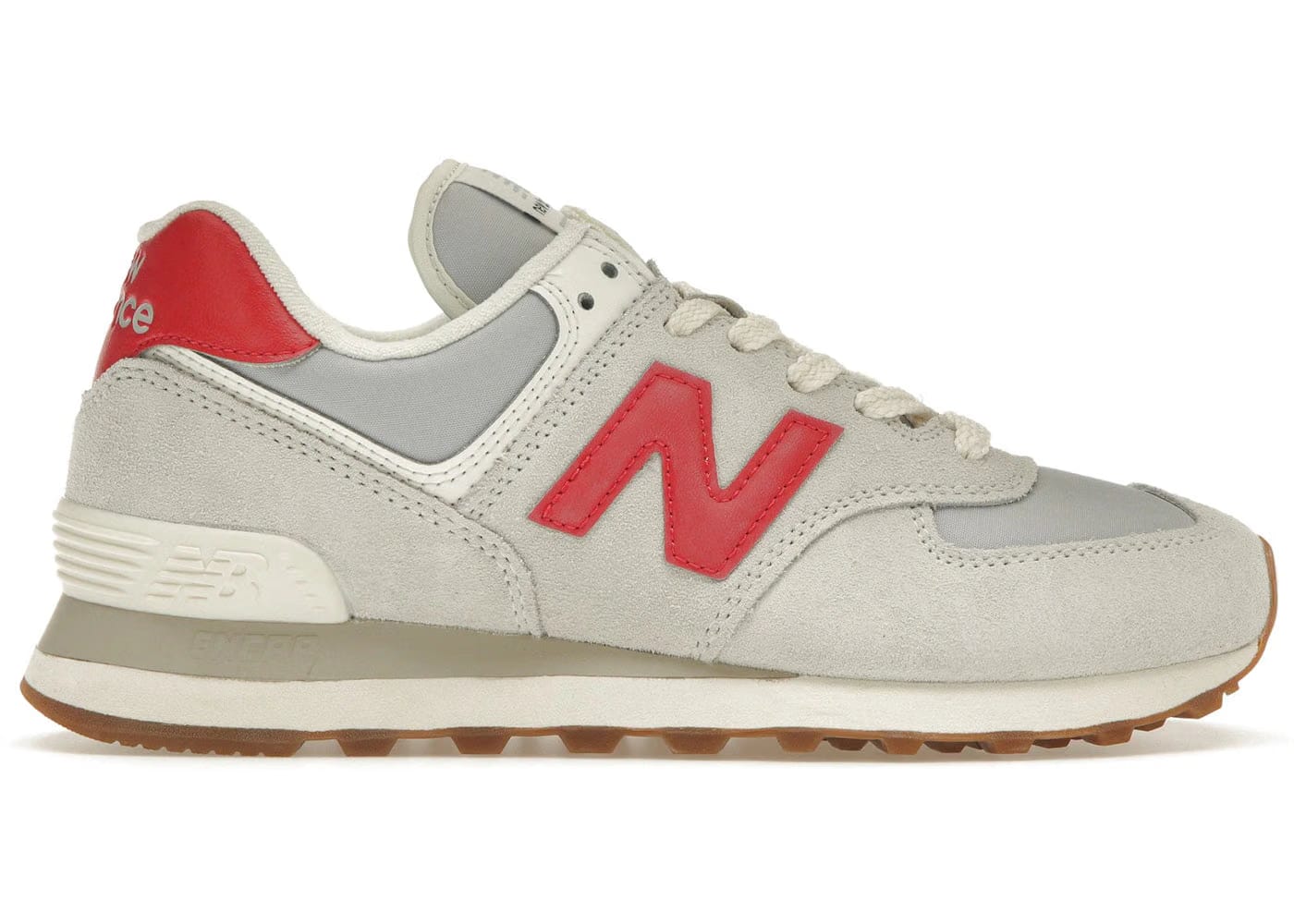 New Balance 574 White Red Grey Gum